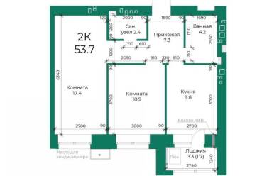 Продается 2 комн.