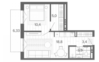 Продается 2 комн.
