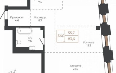 Продается 3 комн.