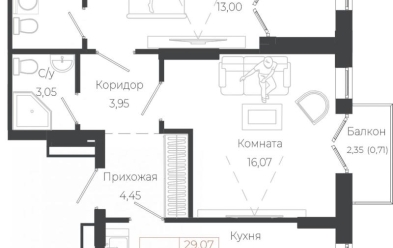 Продается 2 комн.