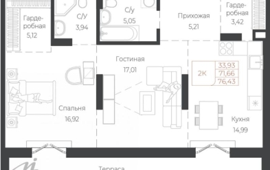 Продается 2 комн.