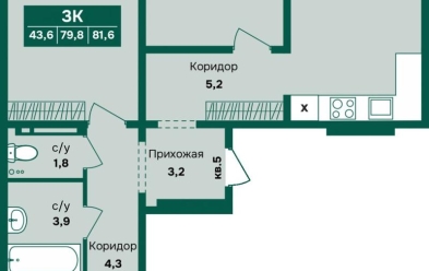 Продается 3 комн.