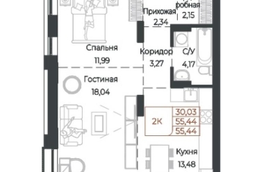 Продается 2 комн.