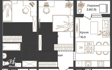 Продается 2 комн.