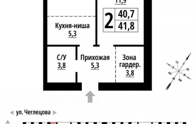 Продается 2 комн.
