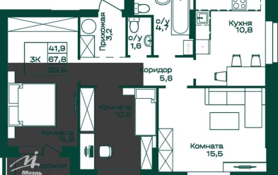 Продается 3 комн.