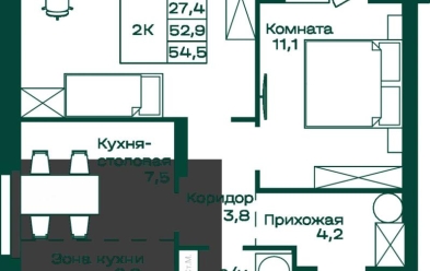Продается 2 комн.