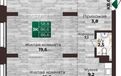 Продается 3 комн.