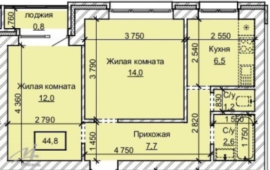 Продается 2 комн.