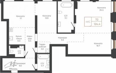Продается 4 комн.
