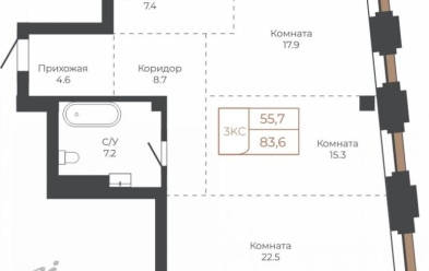 Продается 3 комн.
