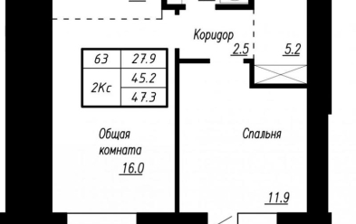 Продается 2 комн.