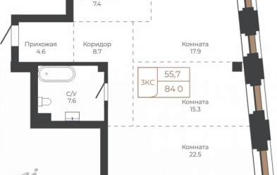 Продается 3 комн.