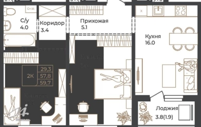 Продается 2 комн.