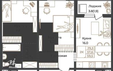 Продается 2 комн.