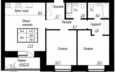 Продается 3 комн.