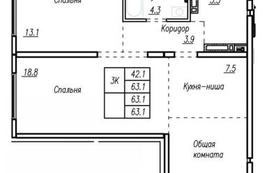 Продается 3 комн.