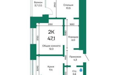 Продается 2 комн.