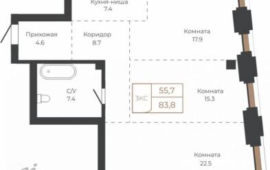 Продается 3 комн.