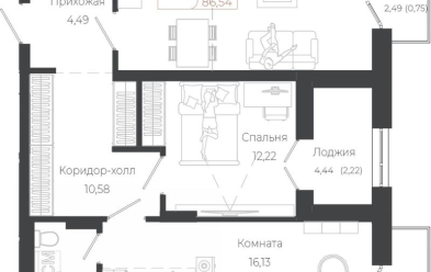 Продается 2 комн.