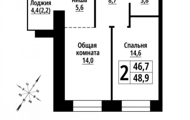 Продается 2 комн.