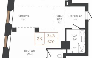 Продается 2 комн.