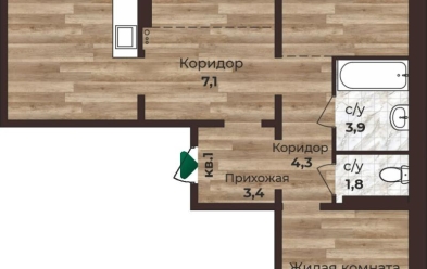 Продается 3 комн.