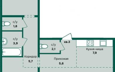 Продается 3 комн.