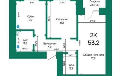 Продается 2 комн.