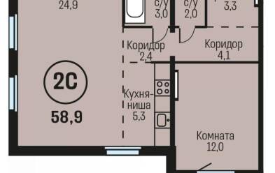 Продается 2 комн.