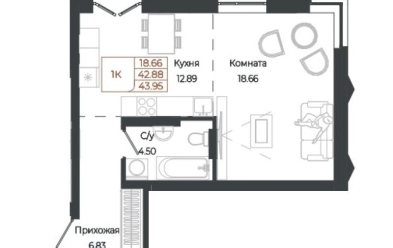 Продается 1 комн.