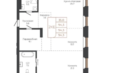 Продается 2 комн.