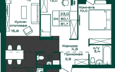 Продается 2 комн.