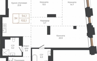 Продается 3 комн.