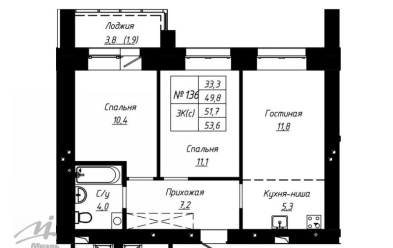 Продается 3 комн.