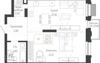 Продается 1 комн.