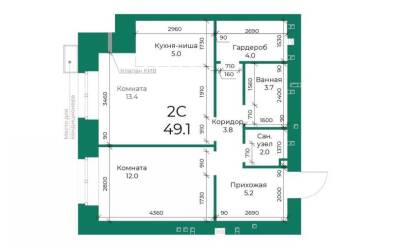 Продается 2 комн.