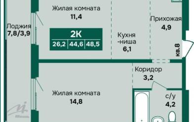 Продается 2 комн.