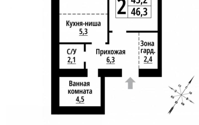 Продается 2 комн.