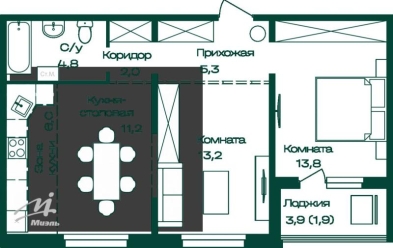 Продается 2 комн.