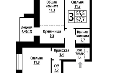 Продается 3 комн.